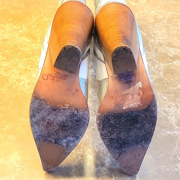 PARA RAIO Genuine Leather Western Silver & White Cowgirl Boots, Sz 9 - Picture 12 of 16